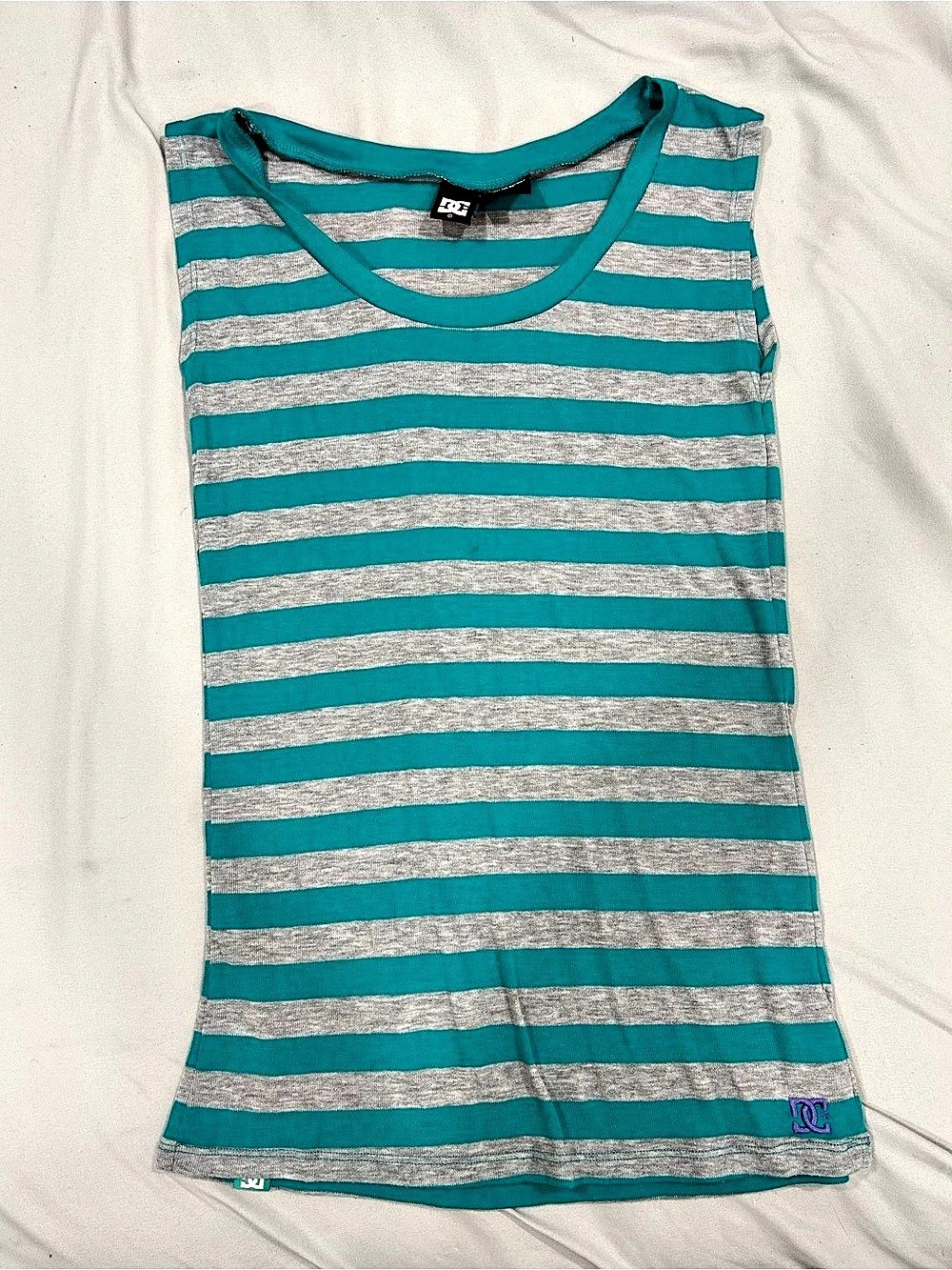 DC Striped Tank Top in Blue & Gray